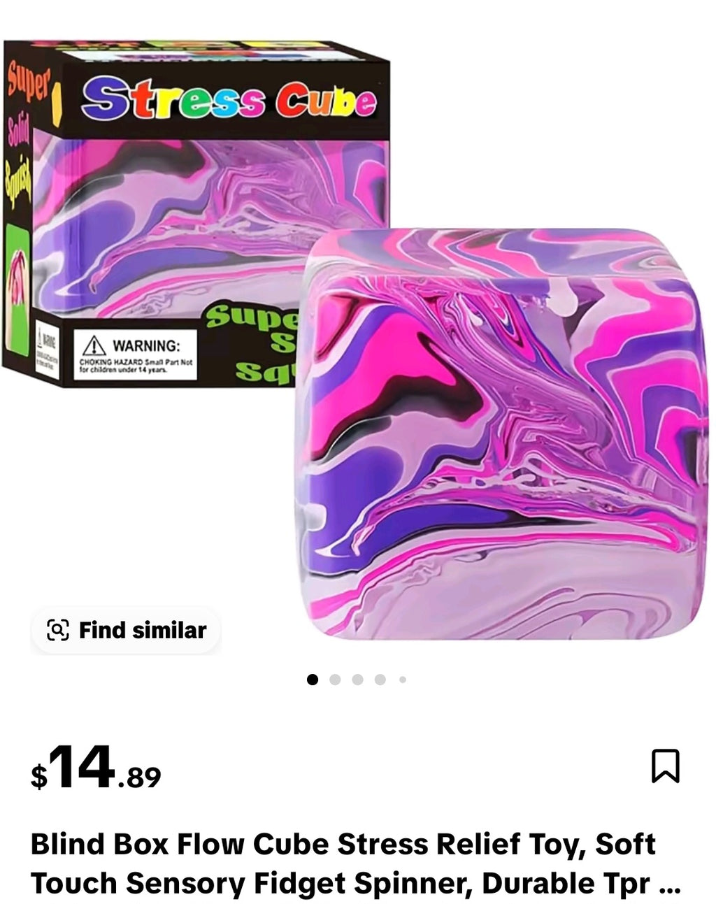 Stress cube in pink purple swirl