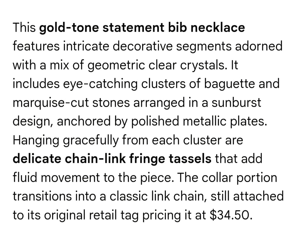 Gold tone statement necklace