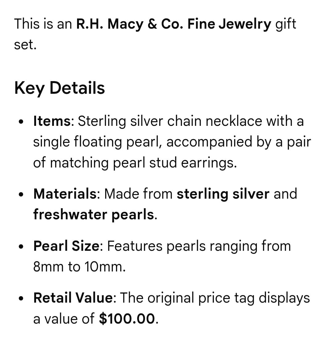R.H Macy & CO Fine Jewelry gift set