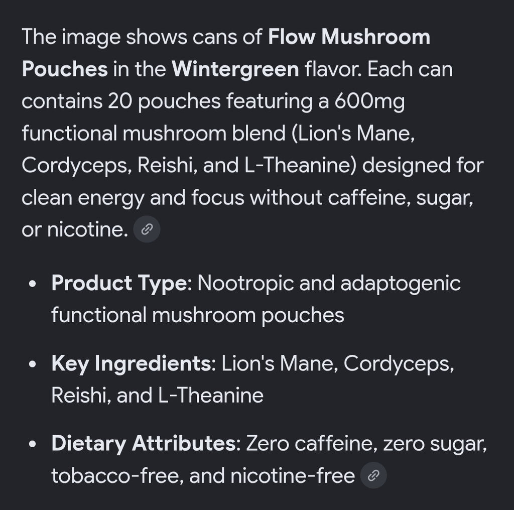 Wintergreen FLOW mushroom pouches 600mg 20 in each can ×3