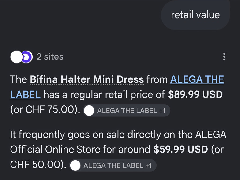 Alega halter dress size small