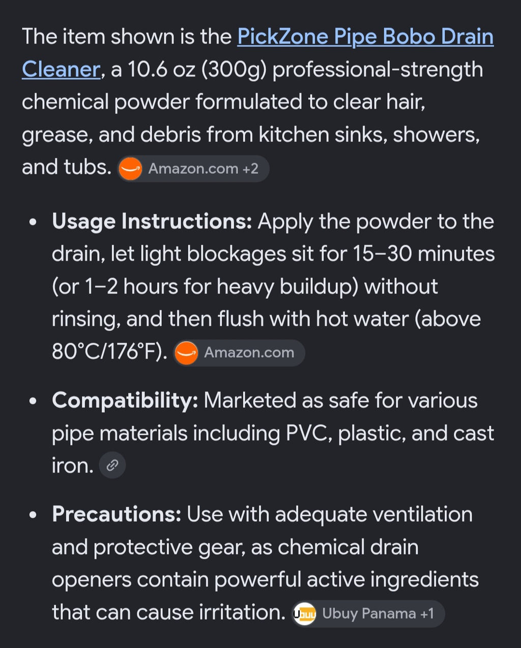 Pipe Bobo pipe drain cleaner