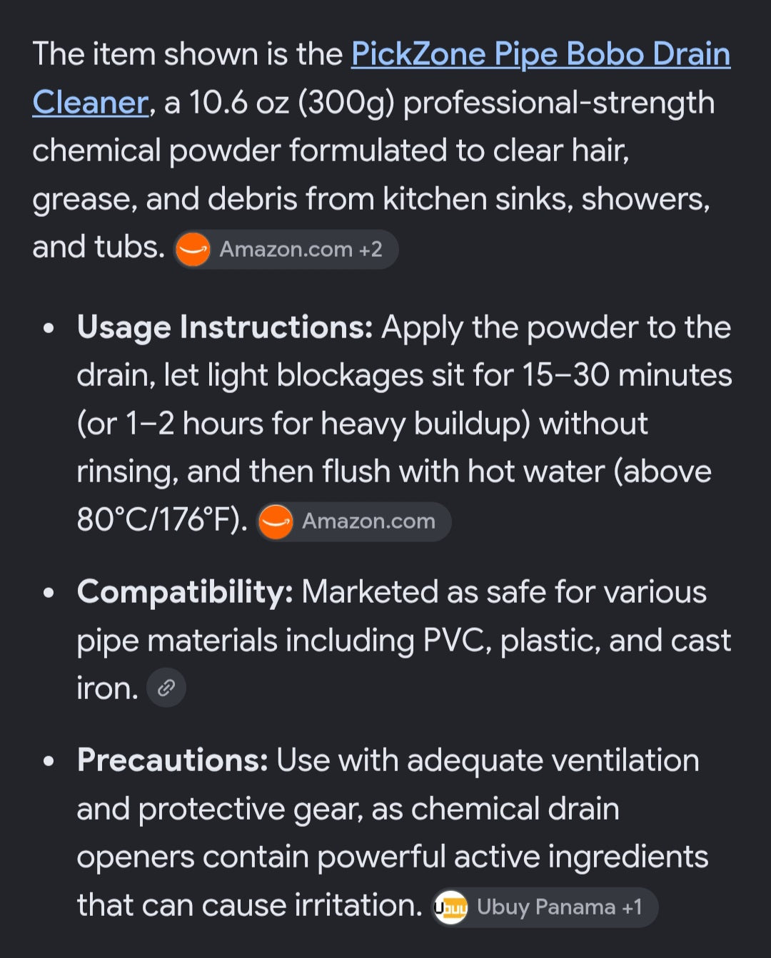 Pipe Bobo pipe drain cleaner