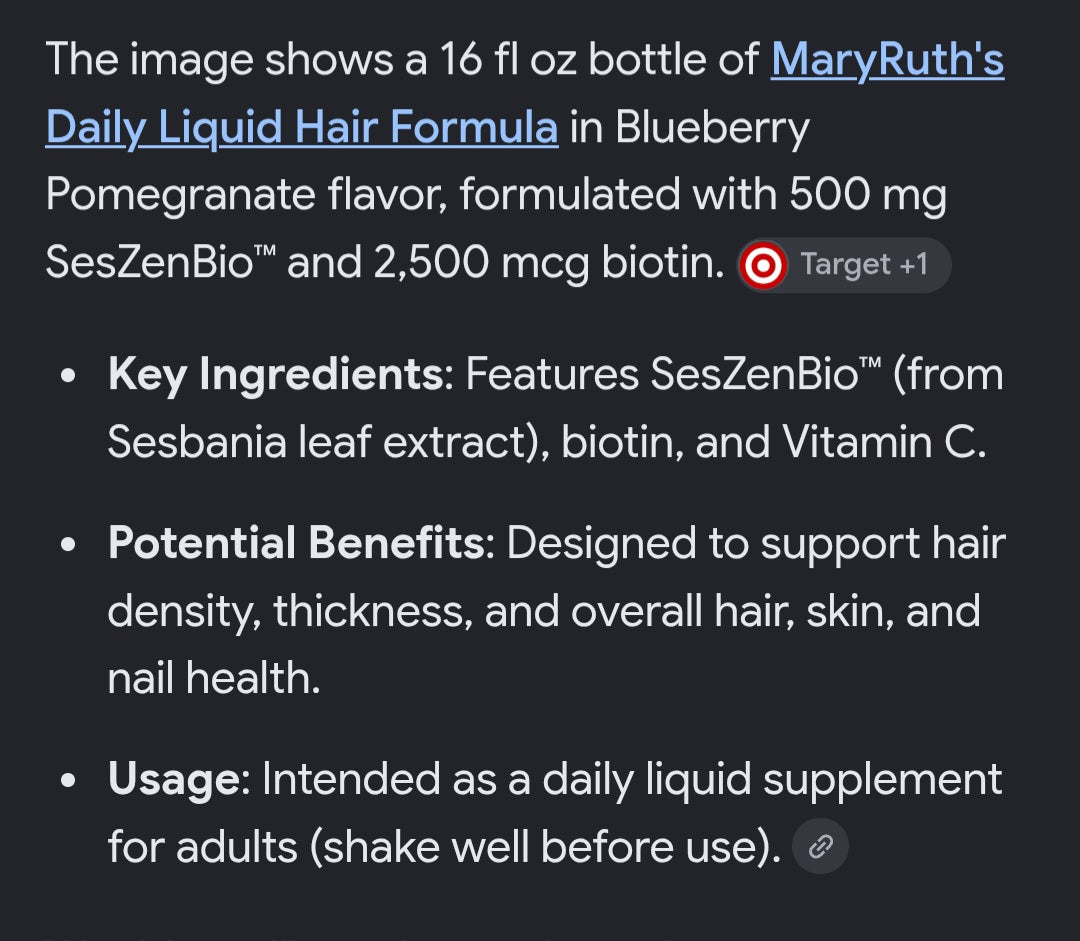 Mary Ruths Hair Support Daily Liquid Blueberry Pomegranate