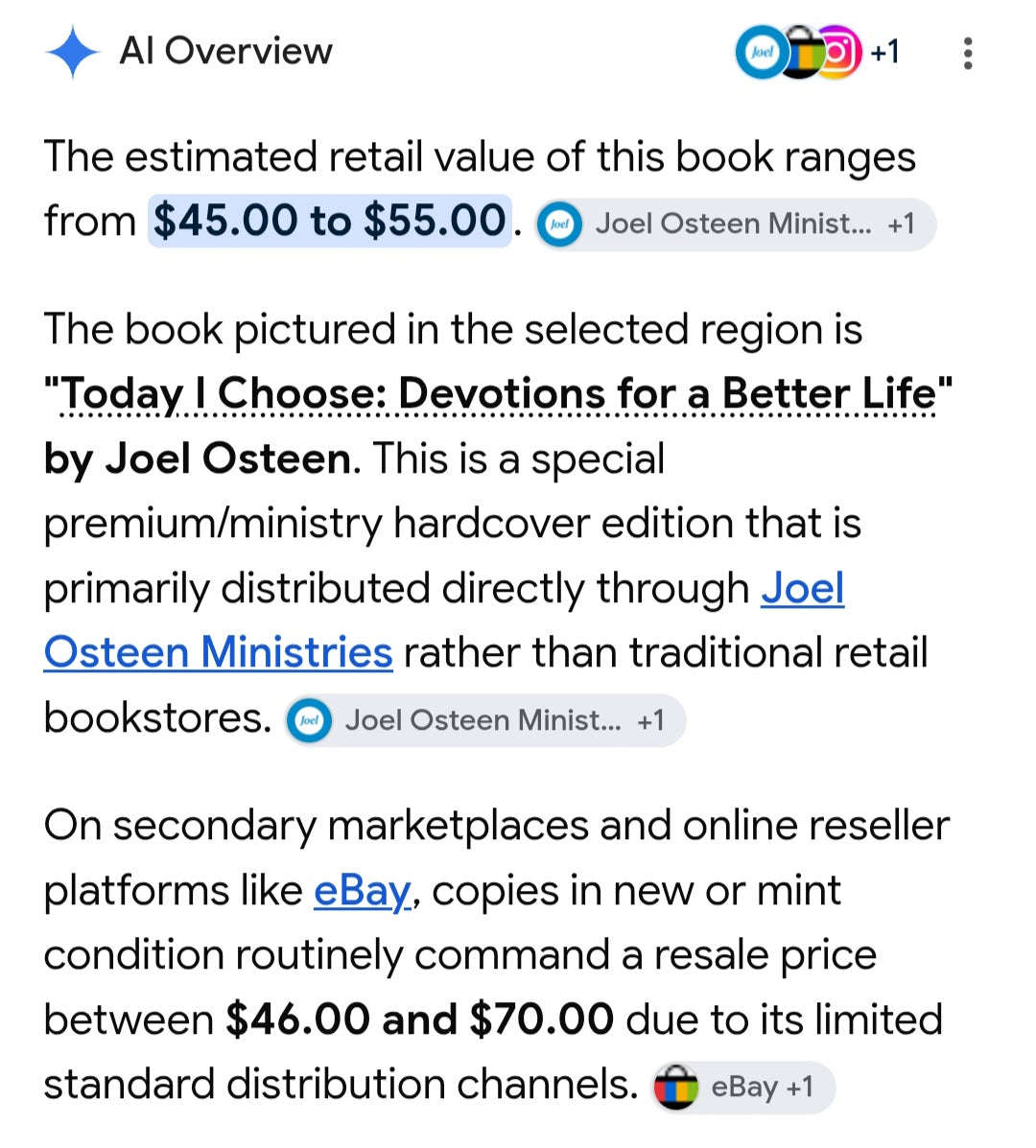 Special édition hard cover Joël Osteen Today I Choose Dévotions For A Better Life