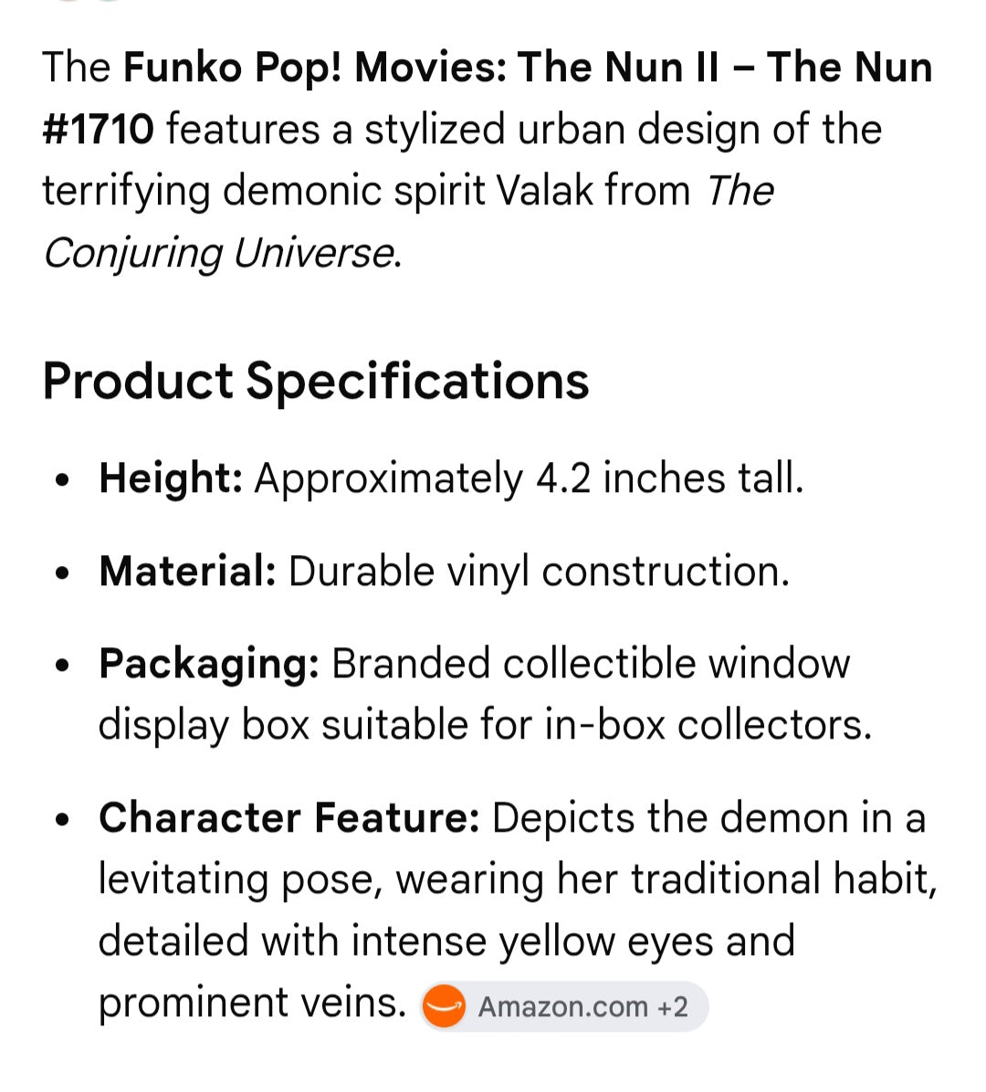 Pop movies THE NUN FIGURE