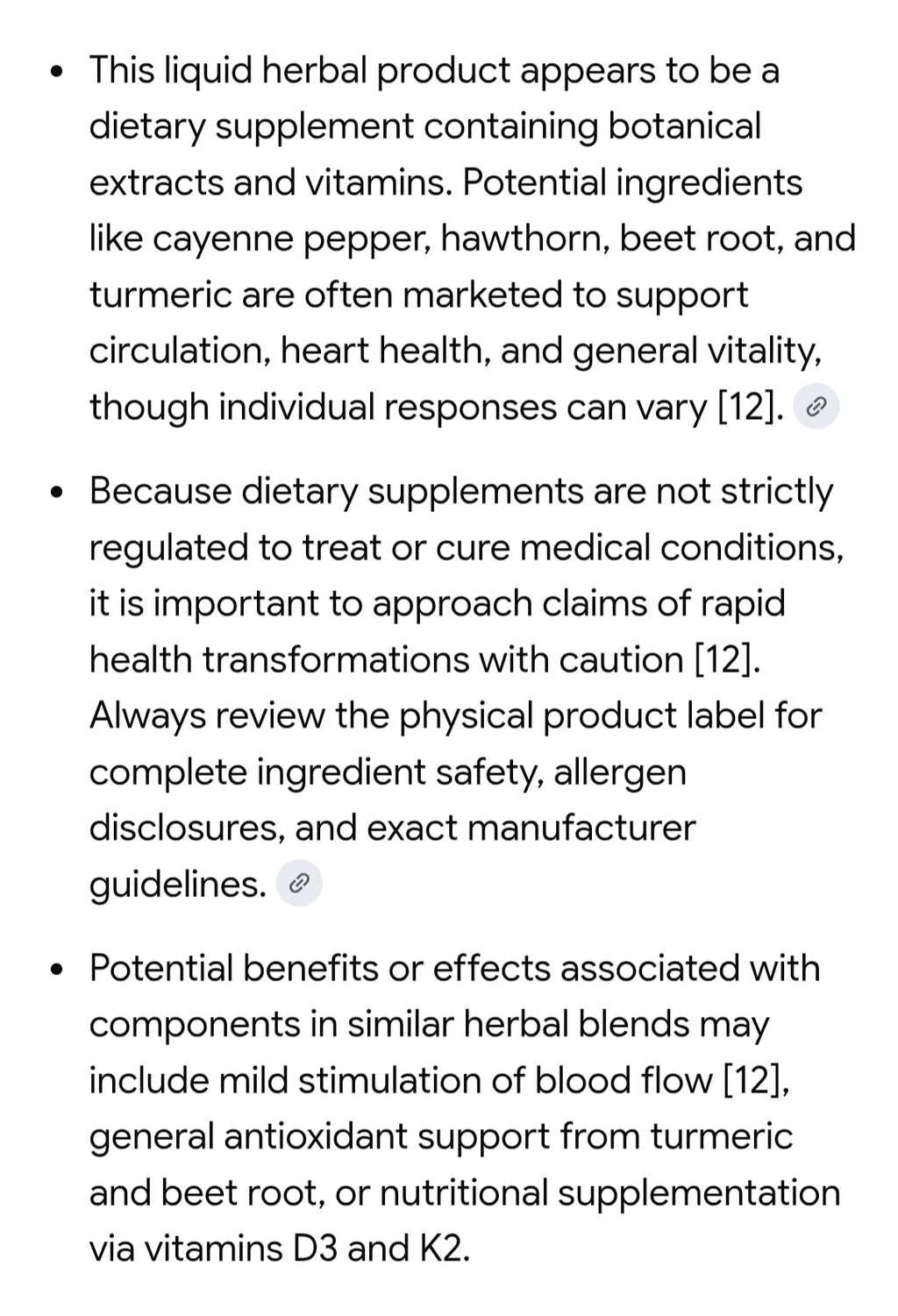 Cayenne pepper liquid drops multi herbal supplément
