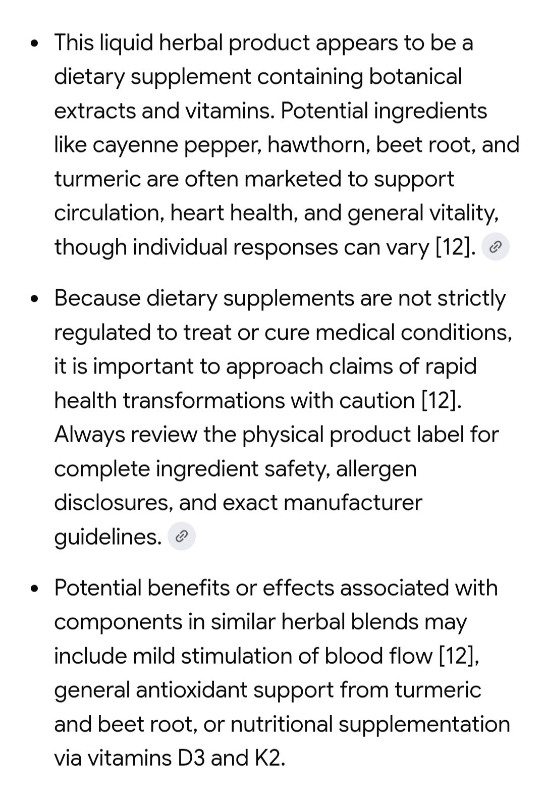 Cayenne pepper liquid drops multi herbal supplément