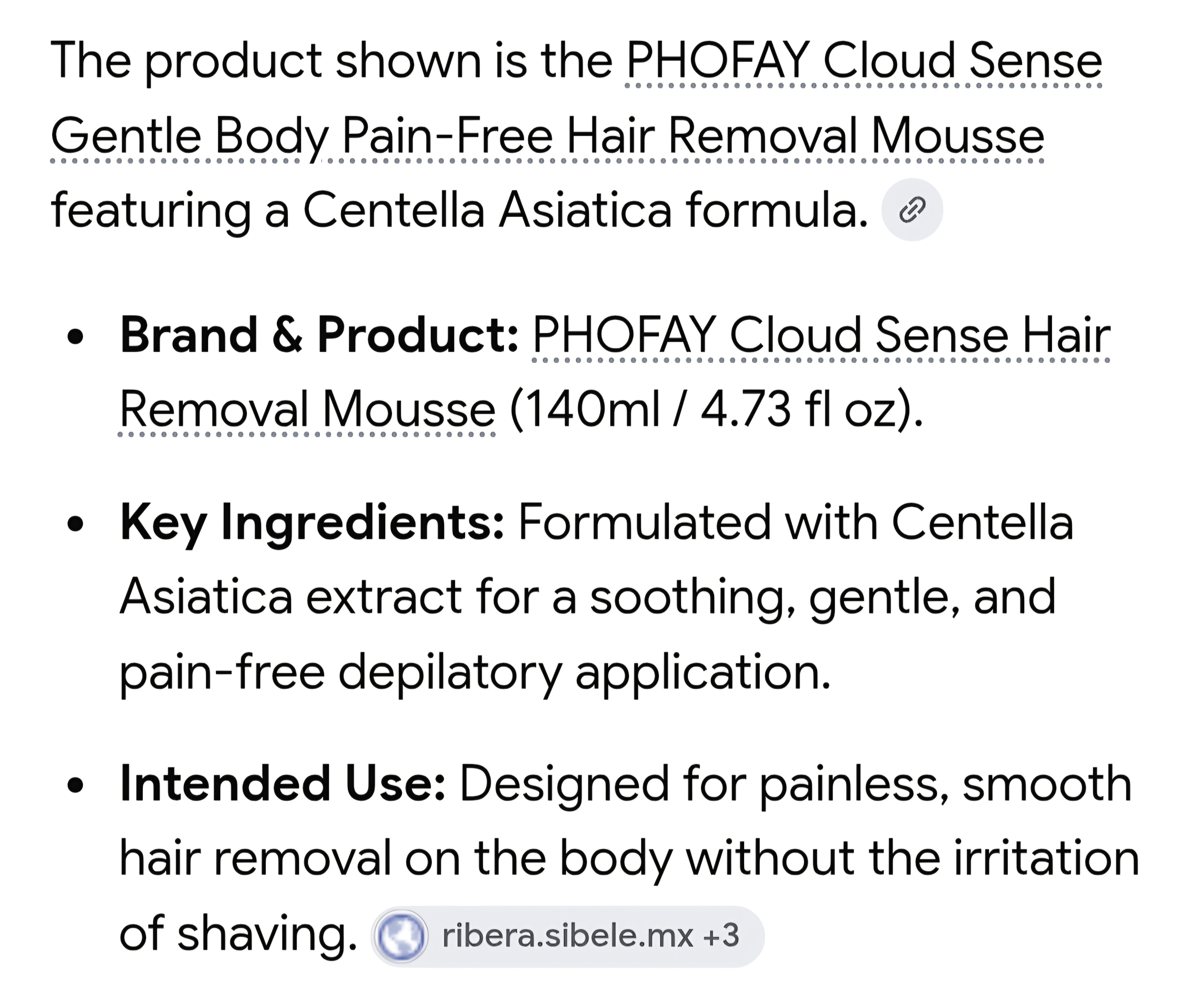 Hair removal mousse
