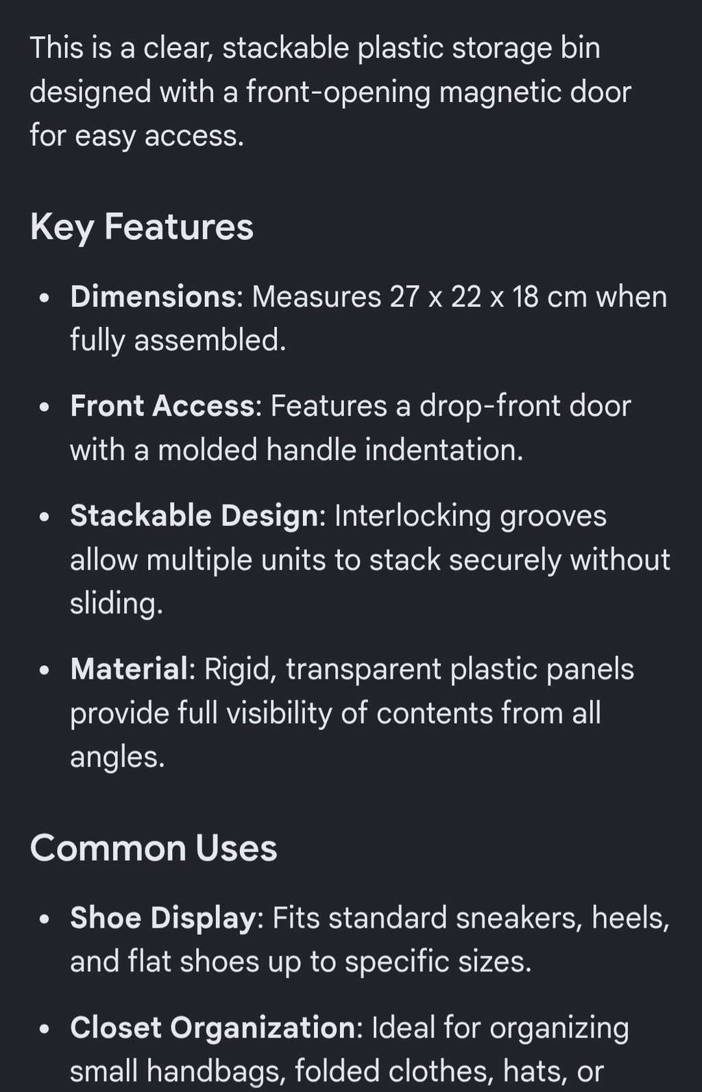 Transparent storage container