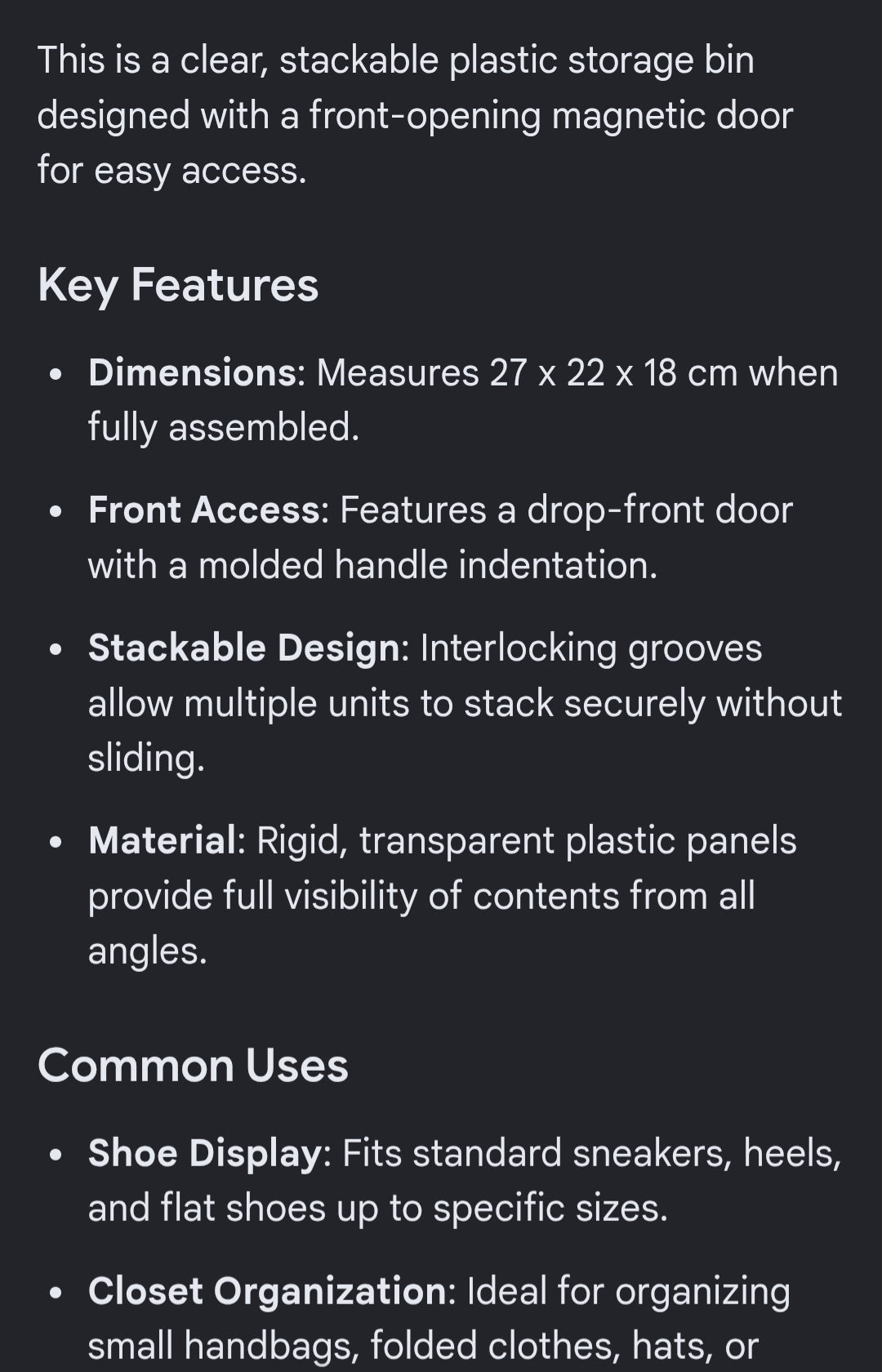 Transparent storage container