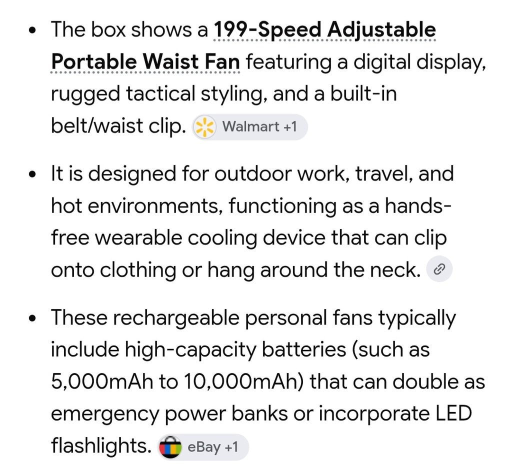 Power fan belt fan with charging cord