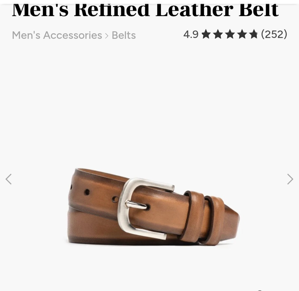 Mens 100% leather belt by Thursday Boot Company