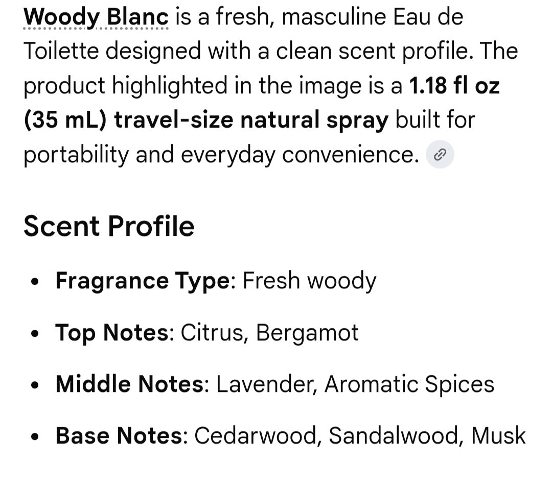 WB woody Blanc parfume spray