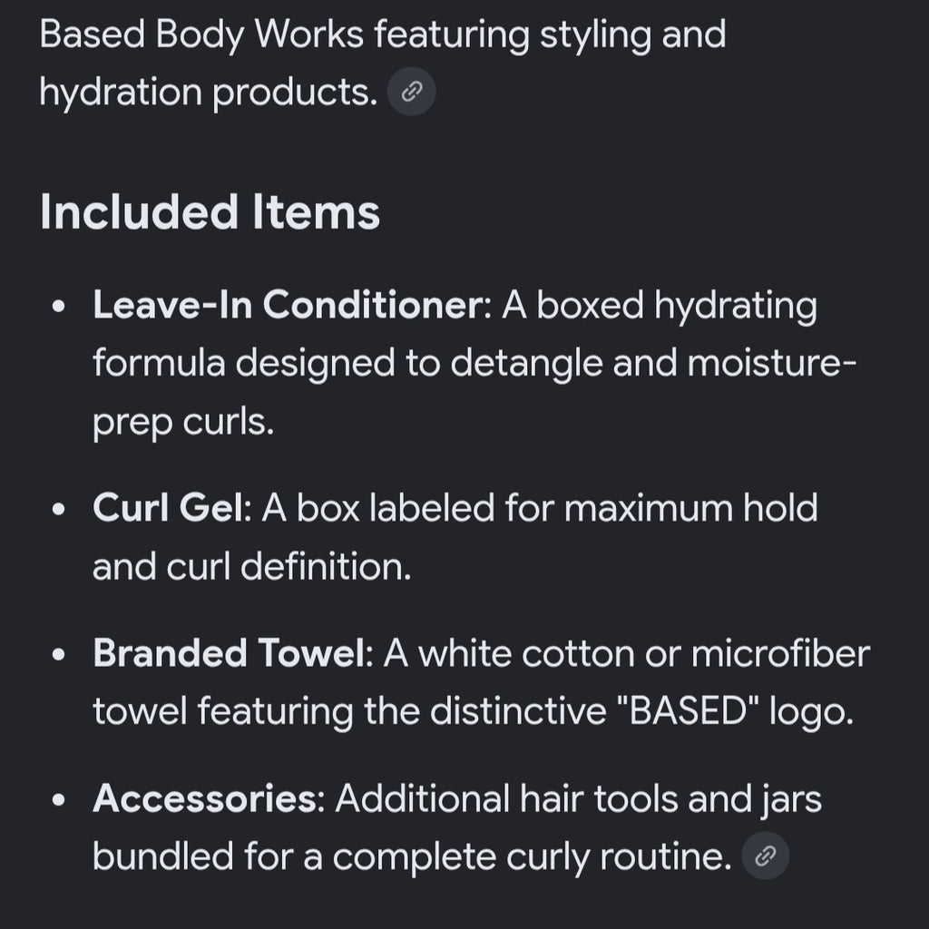 Based products 5 piece set leave in conditioner/curl Gel / wash cloth/ comb/ massager