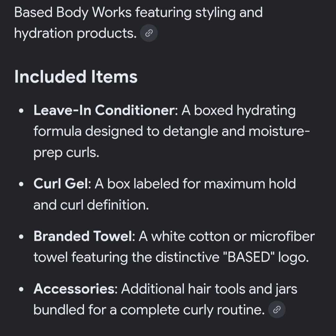 Based products 5 piece set leave in conditioner/curl Gel / wash cloth/ comb/ massager