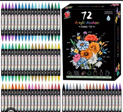 72 Acrylic Markers Dual Tip