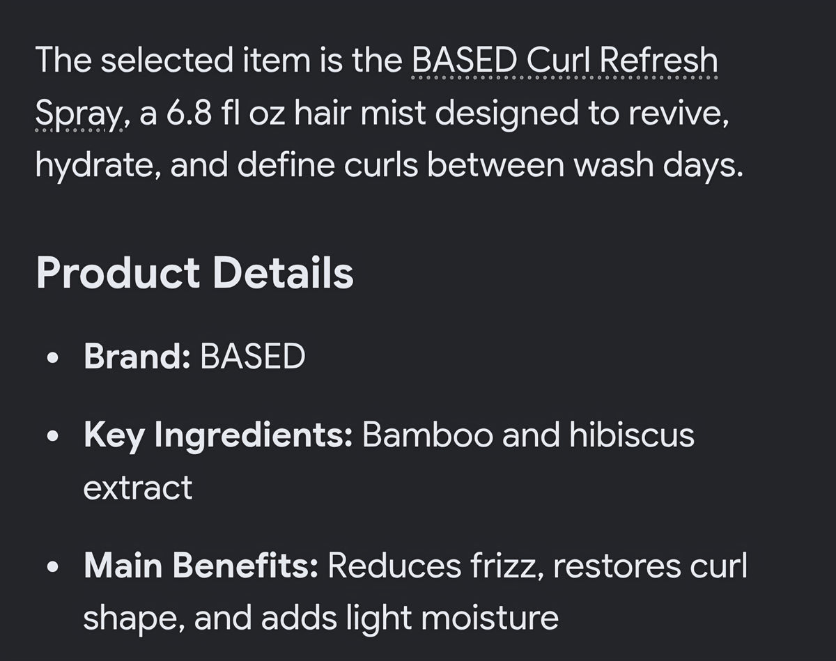 Based curl refresh spray 6.8oz
