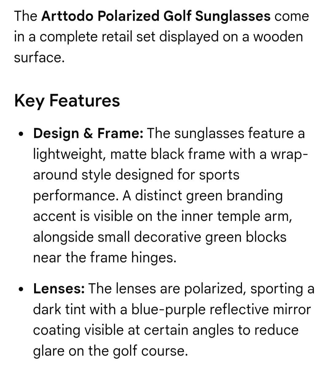 Arttodo Golf Sunglasses HD polarized lens