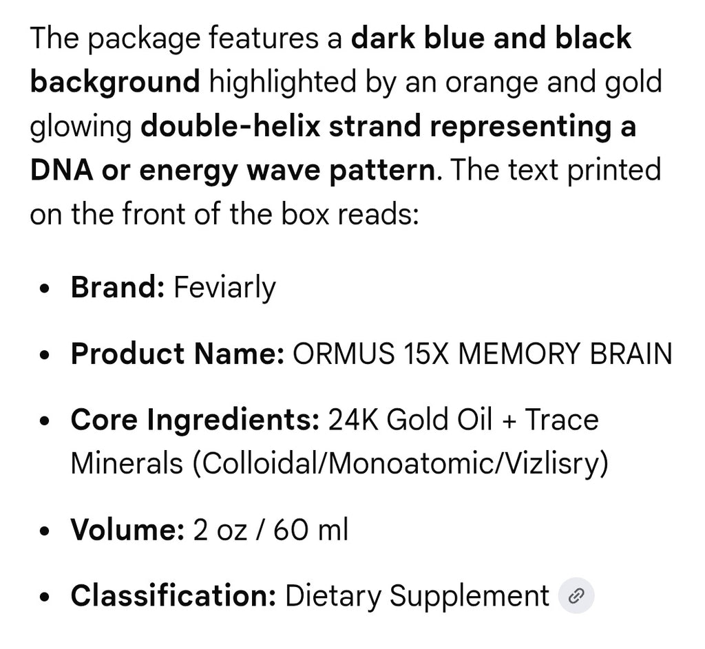 ORMUS 15× Memory Brain 24k Gold Oil