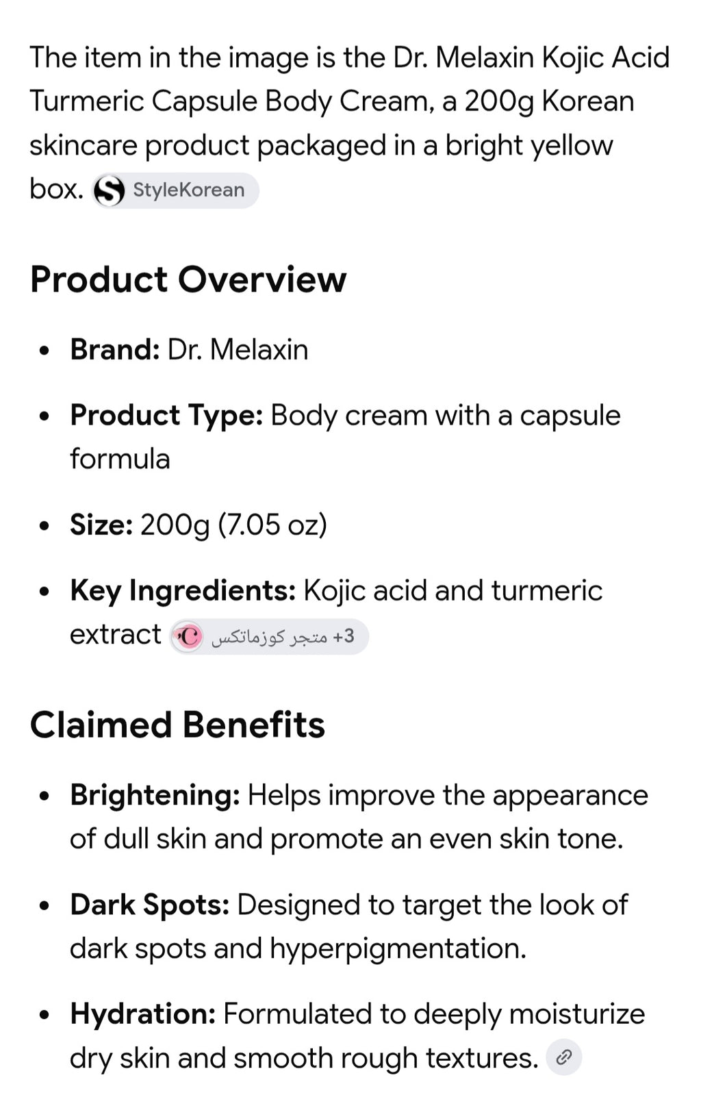 Dr.MELAXIN bundle of 4 full size products calcium volume cream , peel shot, body and foot tumeric spray, body cream