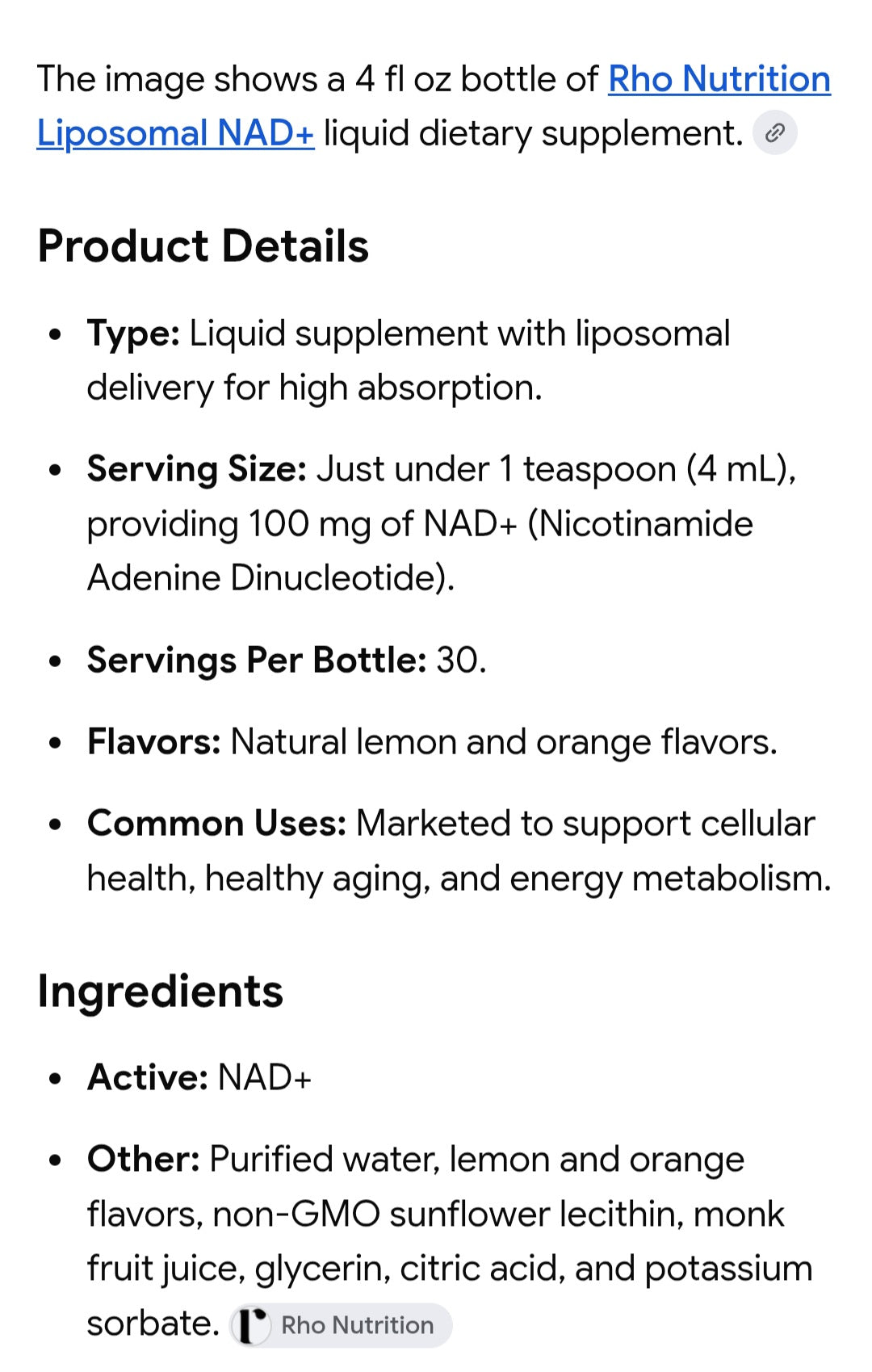 RHO Nutrition bundle 6 full size products with serving spoon and papers