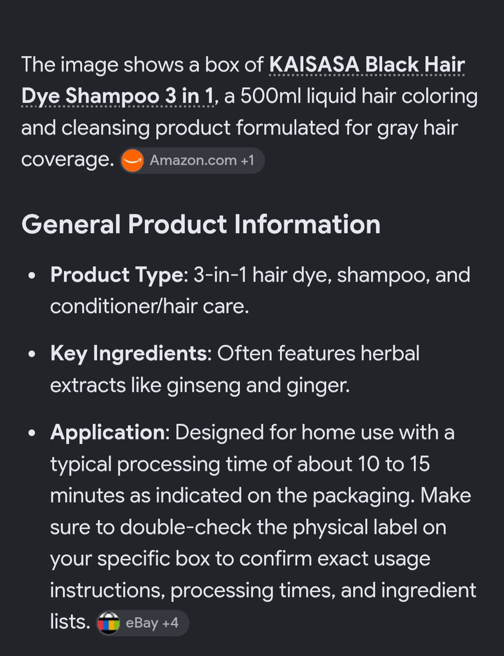 Black Hair Dye Shampoo
