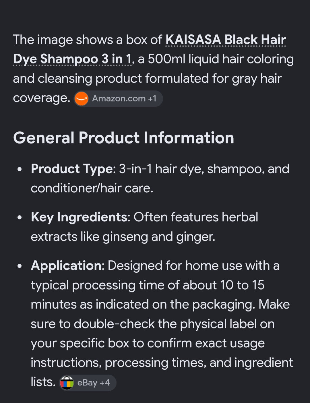 Black Hair Dye Shampoo