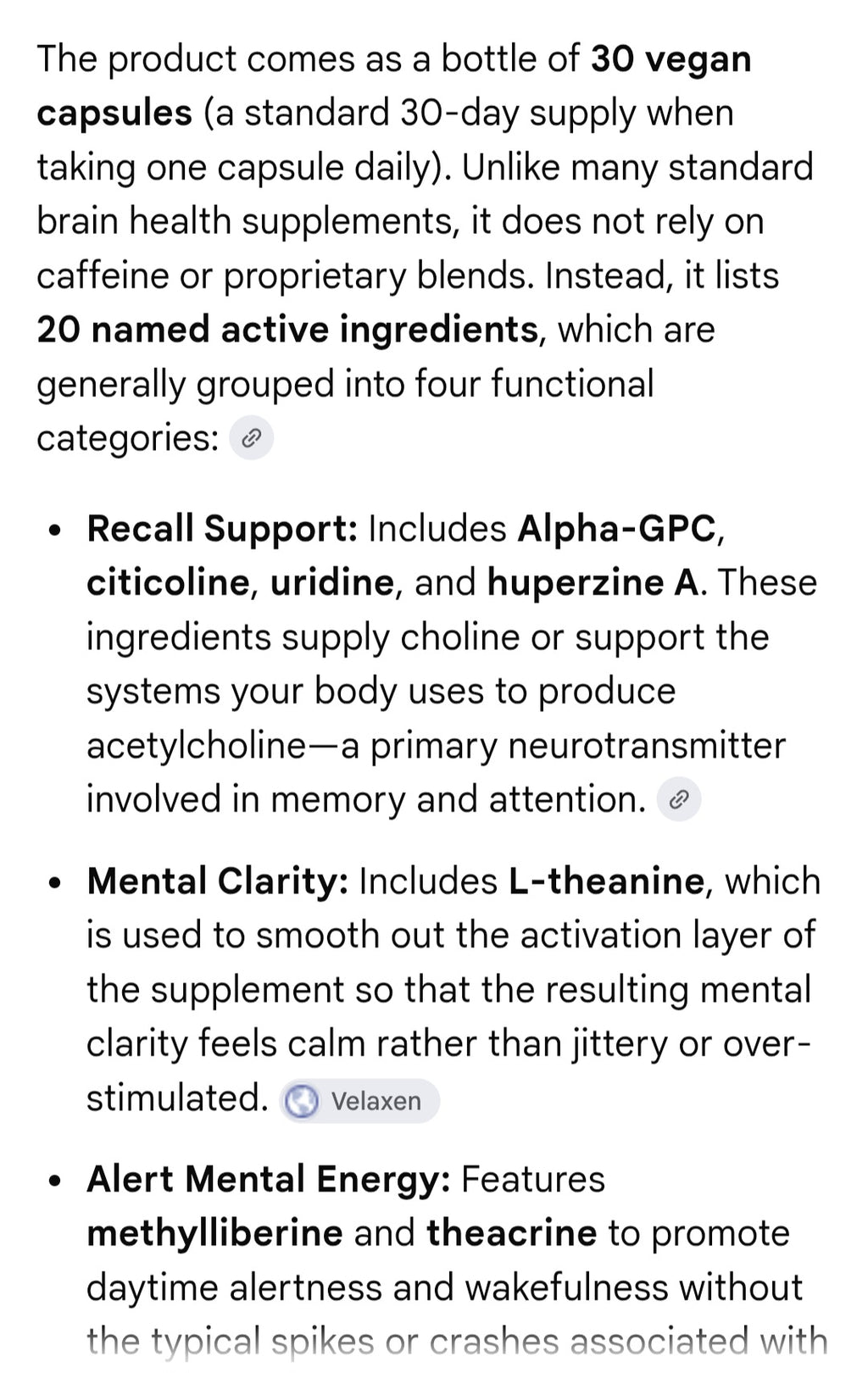 Velaxen  cognitive support