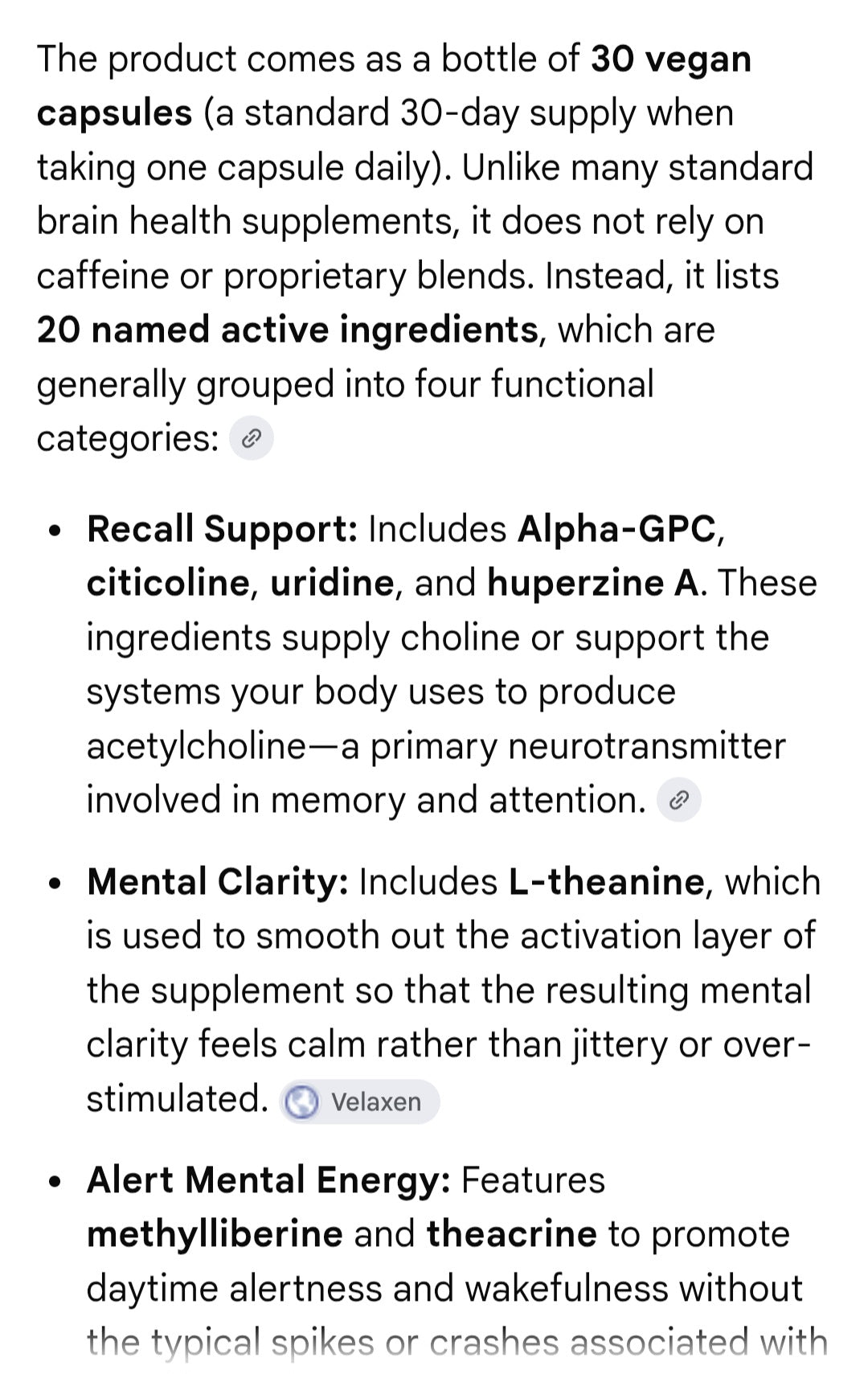 Velaxen  cognitive support