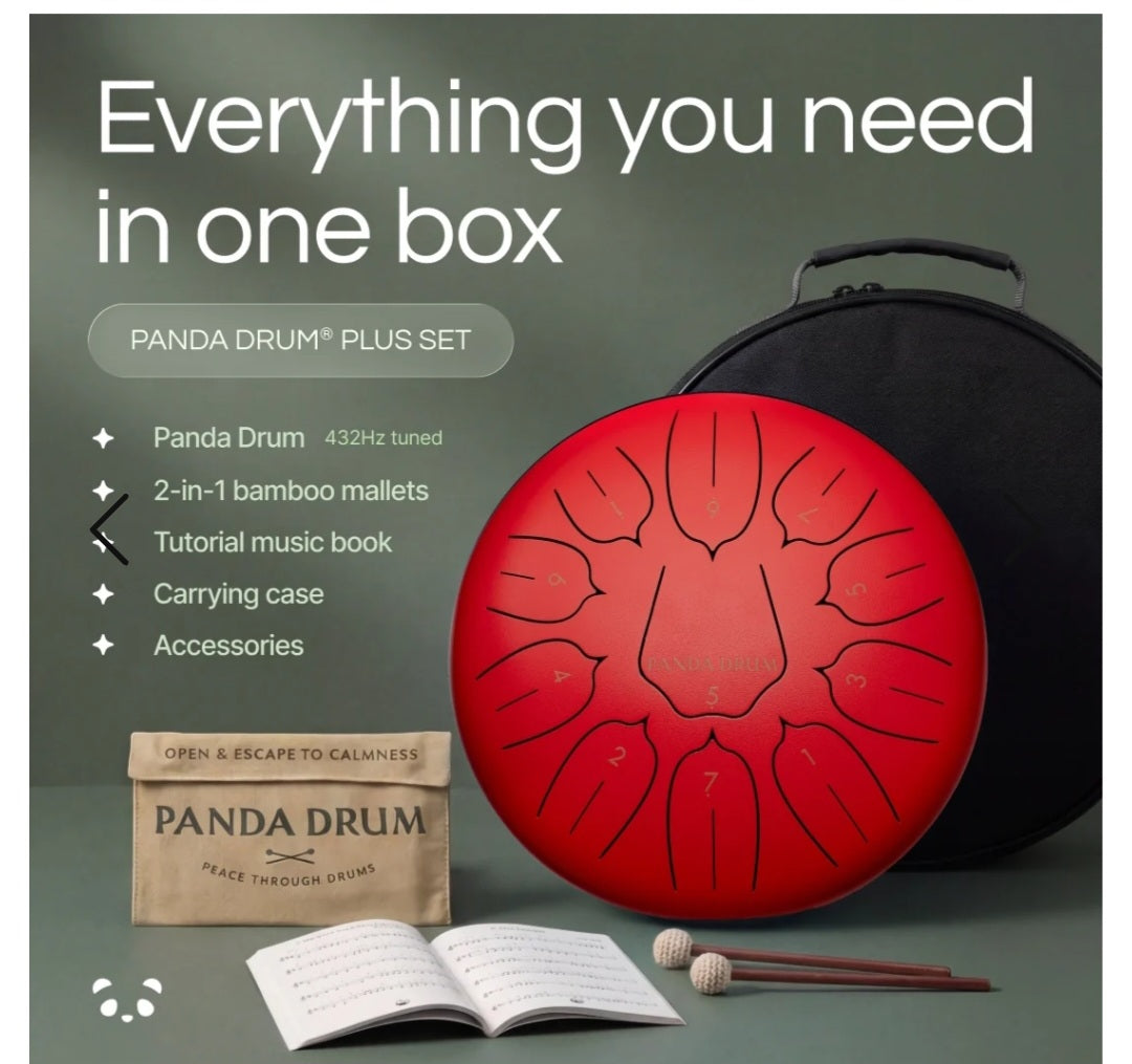 Panda Drum 15 note Drum with drum sticks book carry case