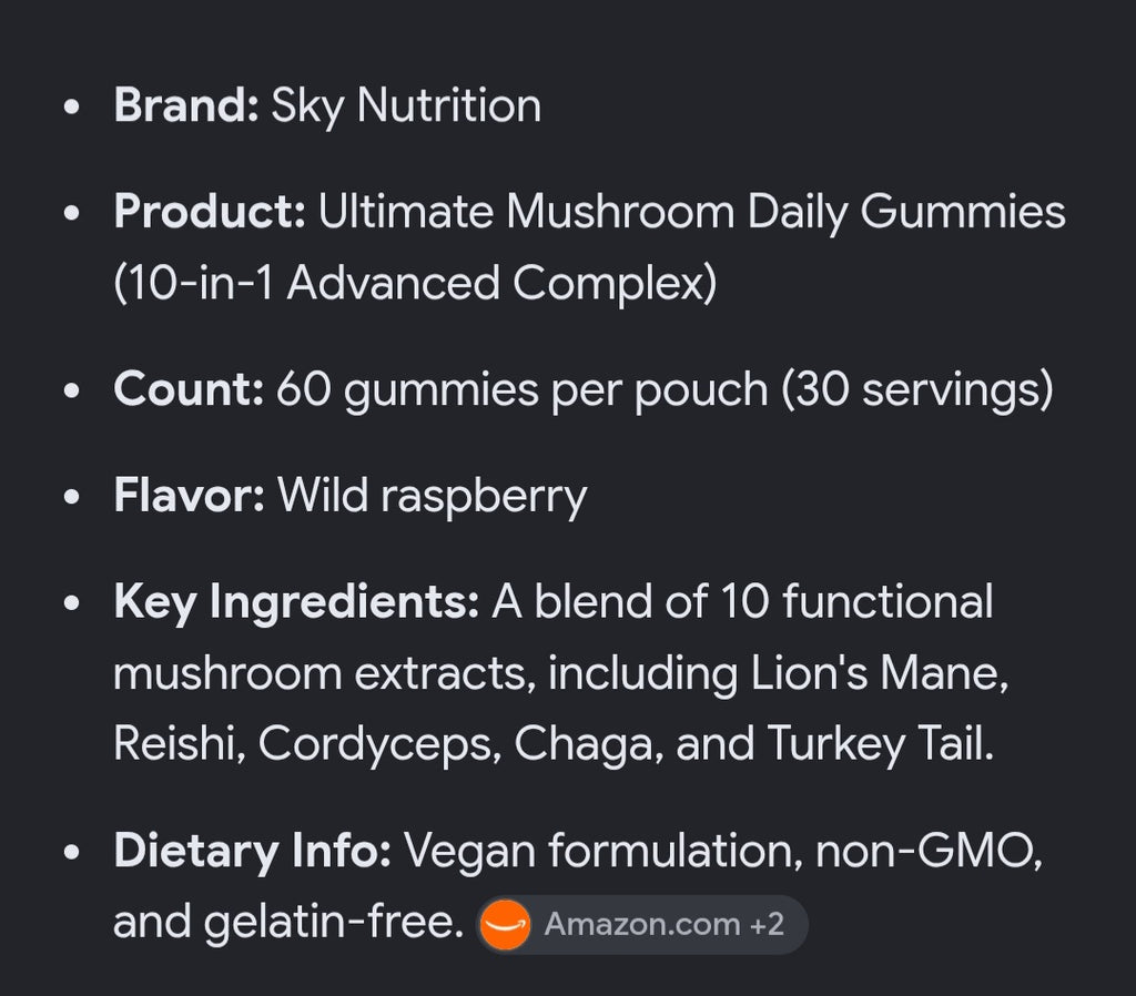 Sky ultimate mushroom daily gummies wild raspberry