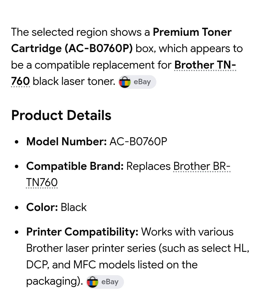 Toner cartridge AC-B0760P