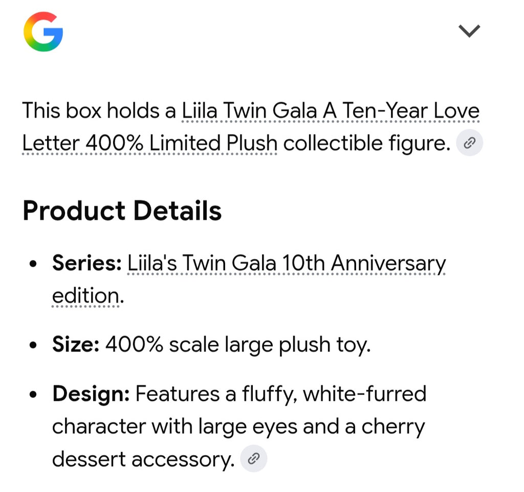 Liilas twin Gala A 10- year love letter Blind box 400% larger scale plush toy