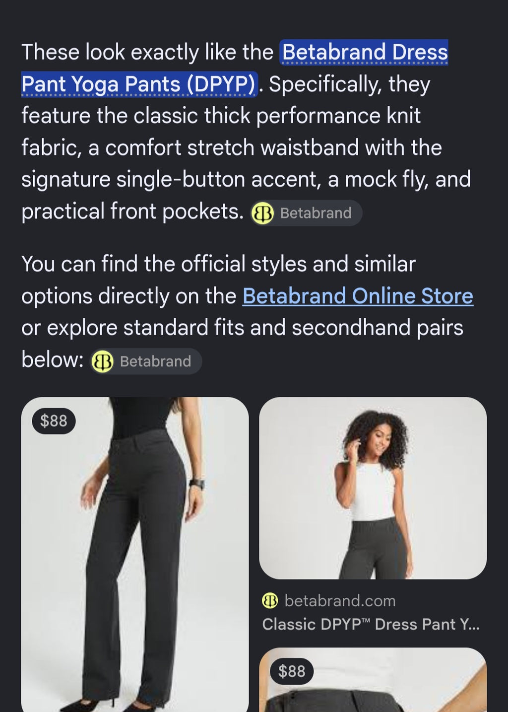 Betabrand dress pant size meduim long