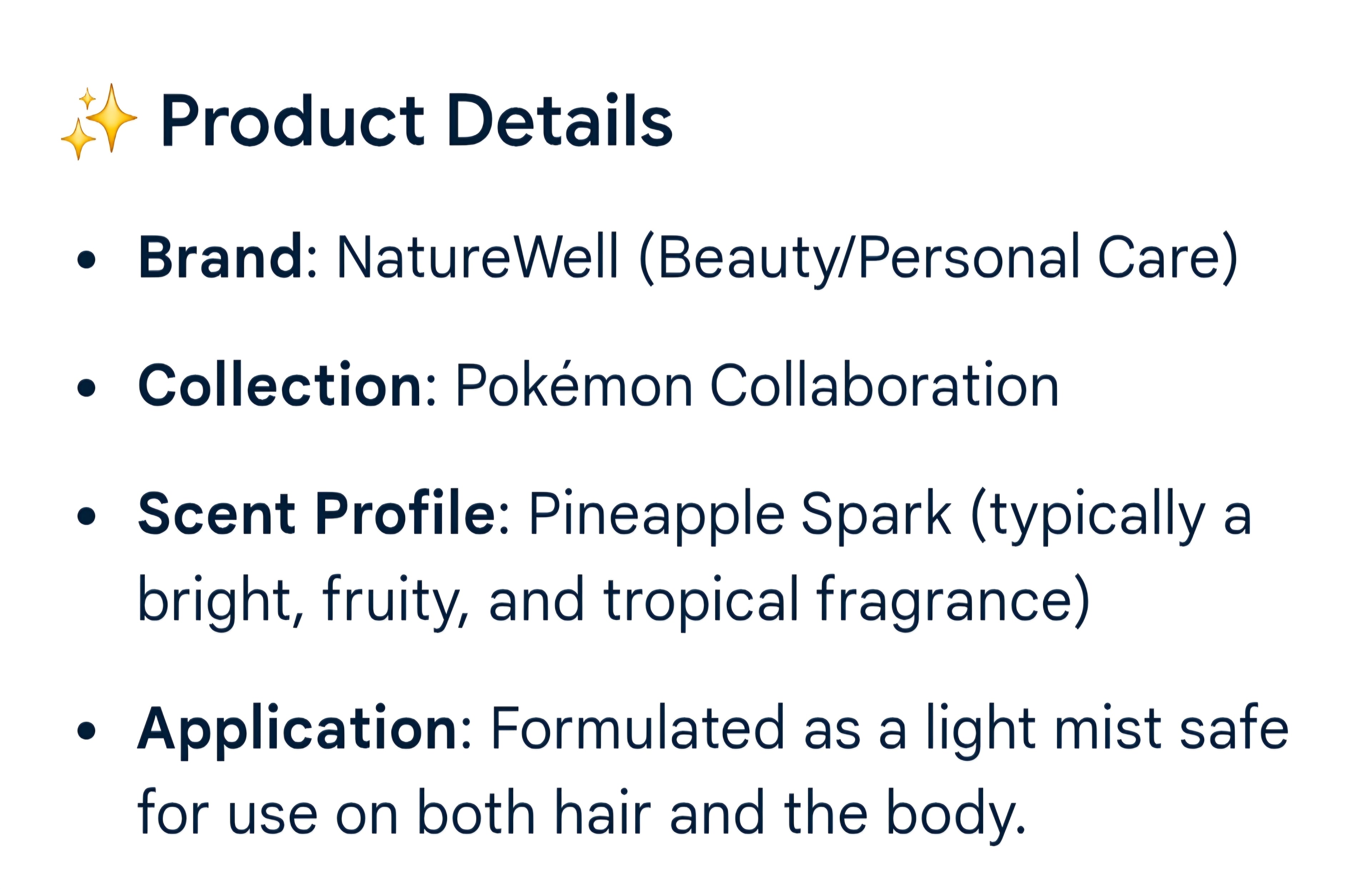 POKEMON hair and body spray pineapple spark