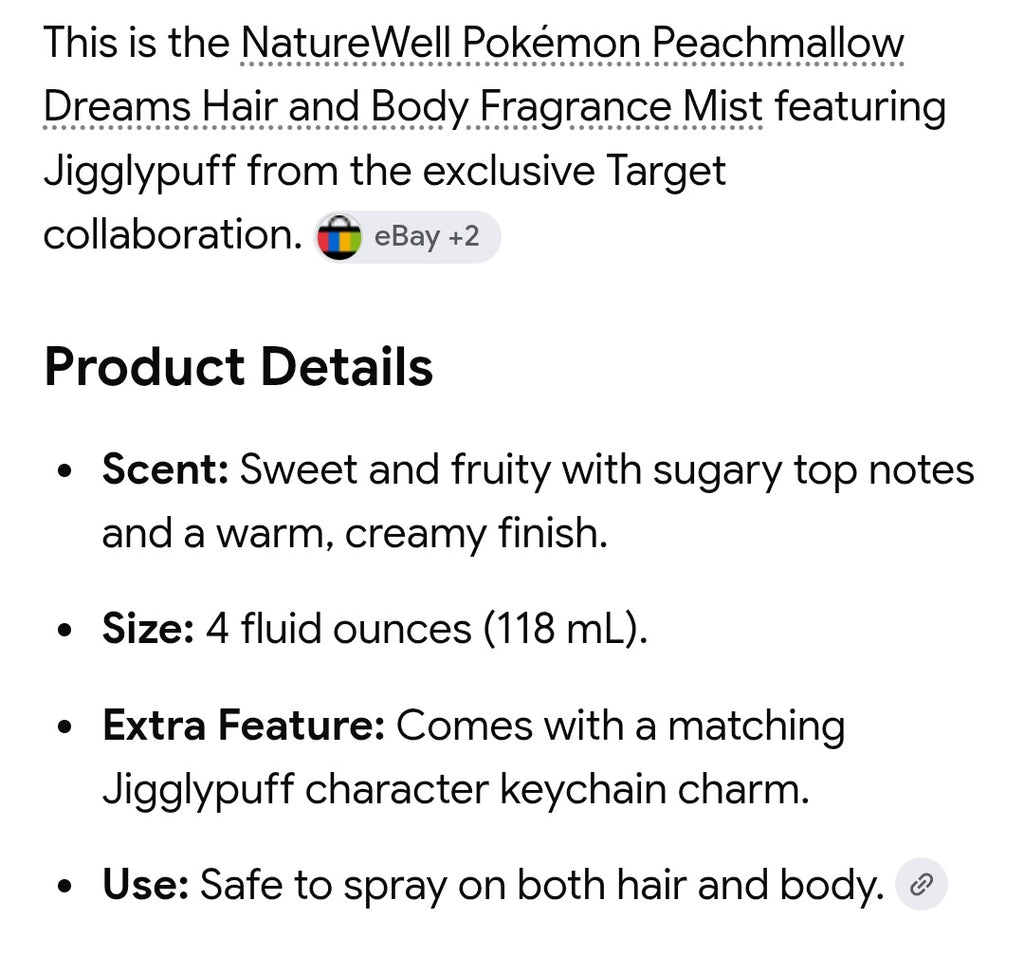 POKEMON hair and body spray peachmallow dreams