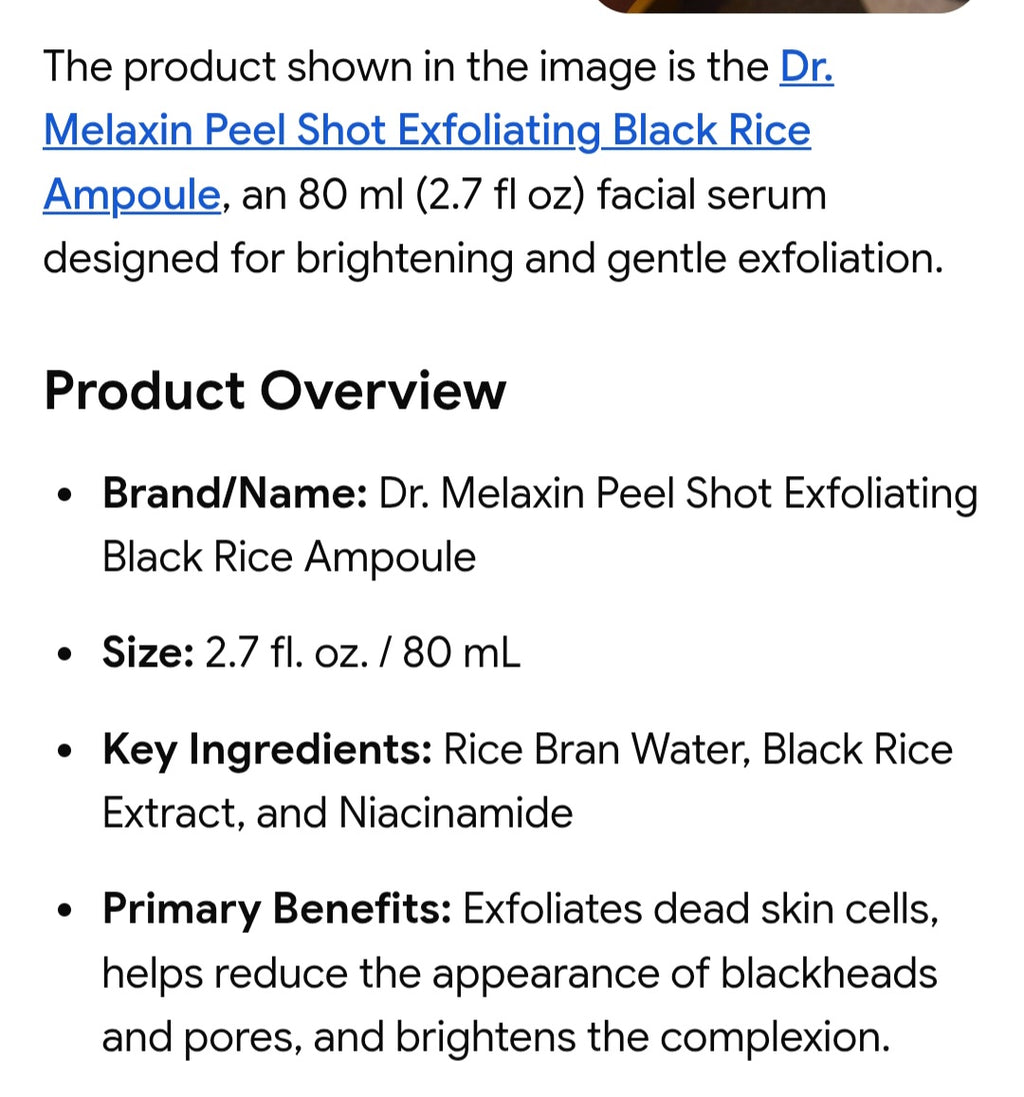 Dr.Melaxin peel shot exfoliating black rice ampoule