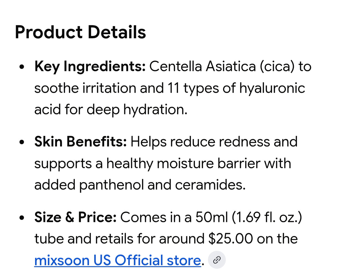Mixsoon skincare 2 full size products Gel cleanser and Deep soothing cream