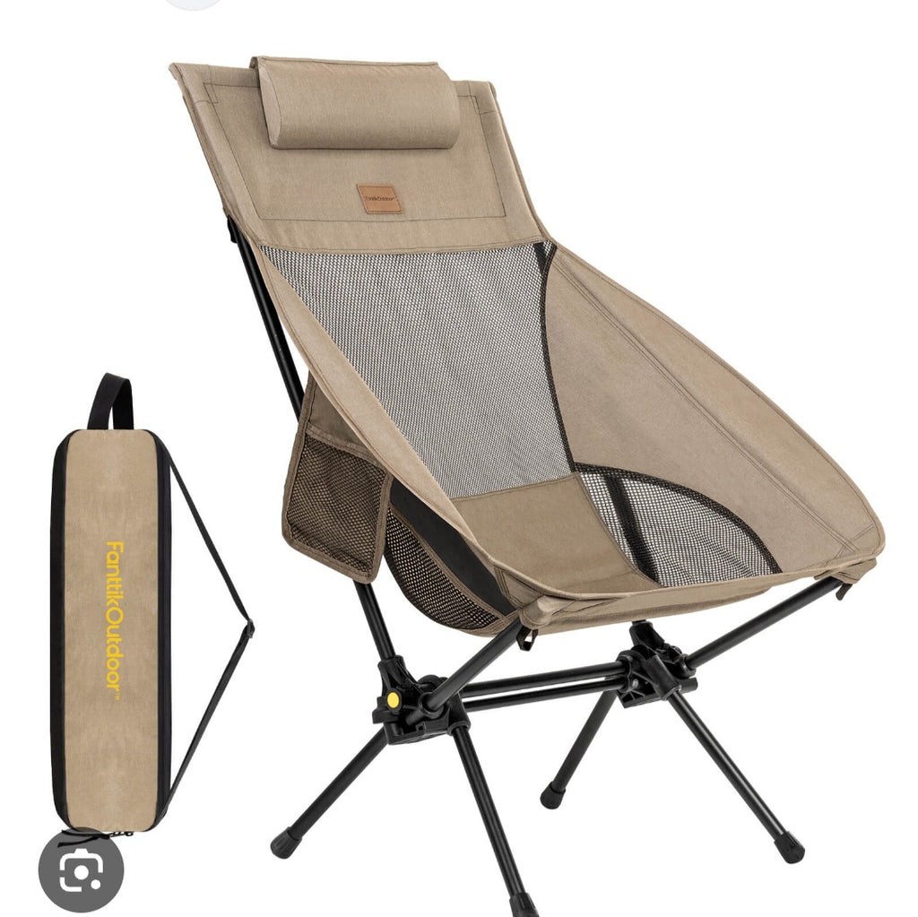Camping chair rocking and back support