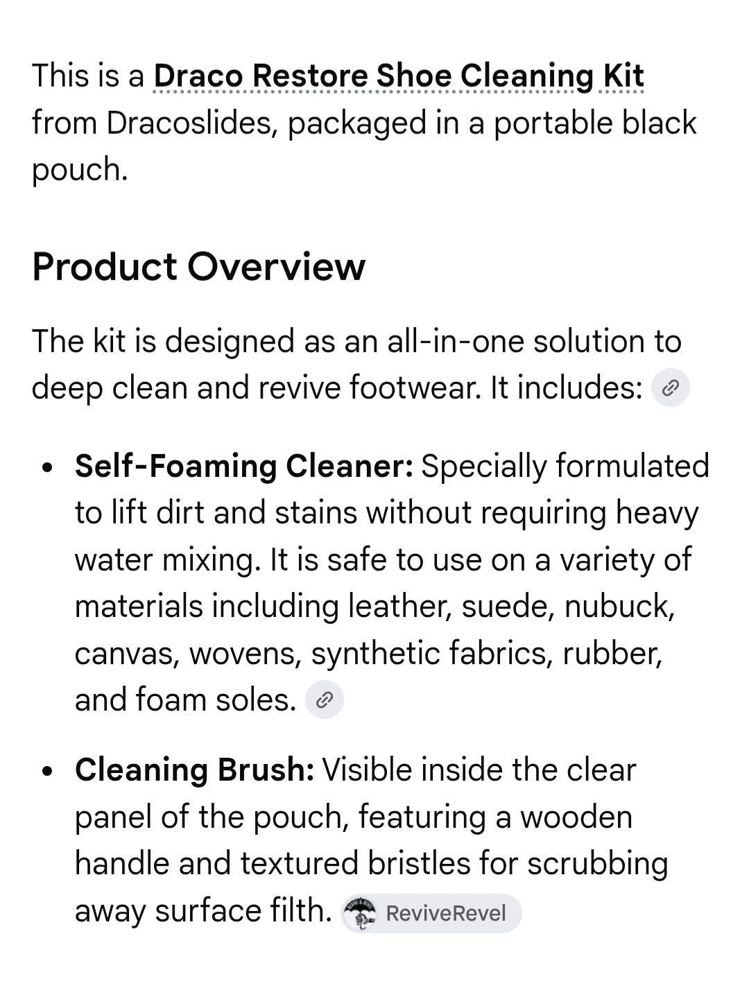 Draco shoe restore cleaning kit