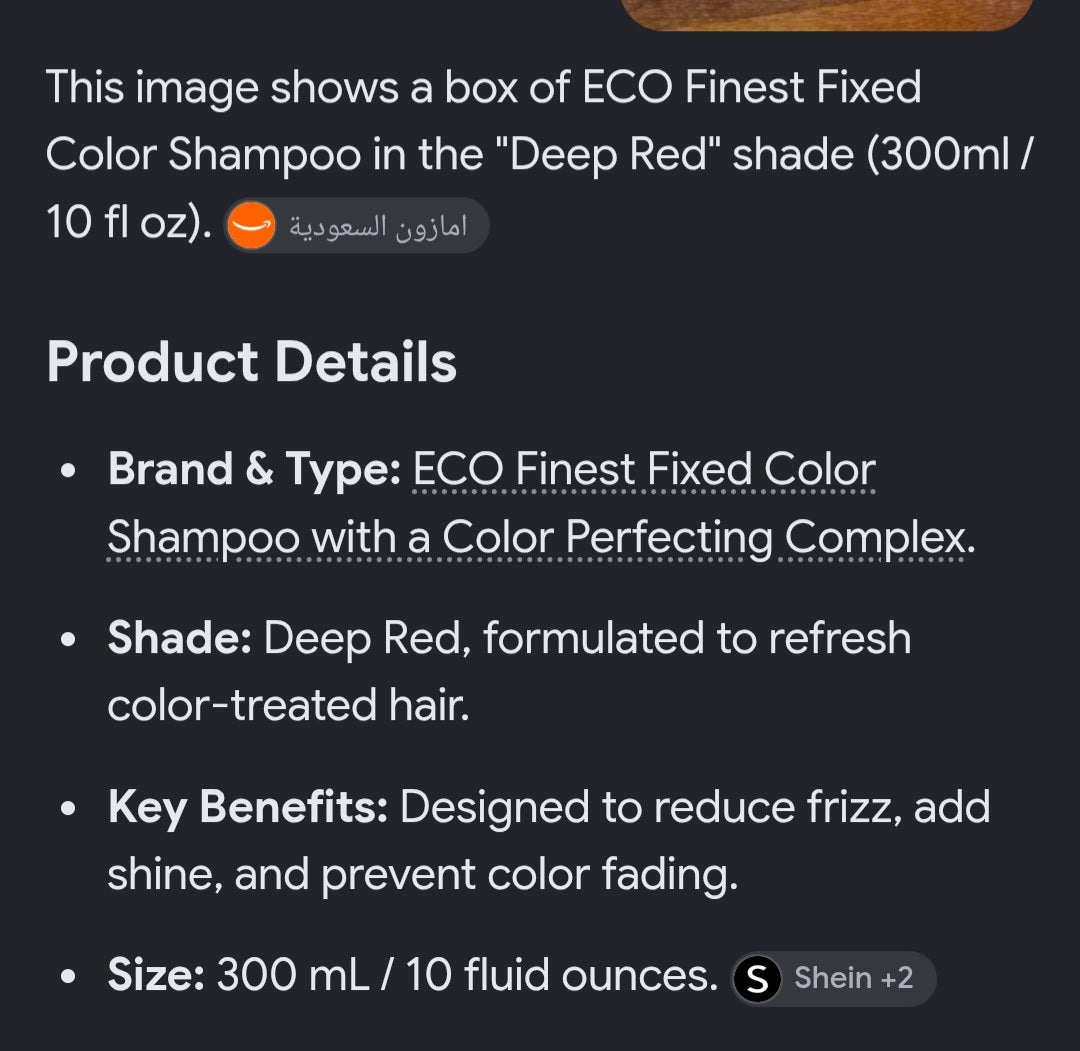 Fixed color shampoo Deep Red