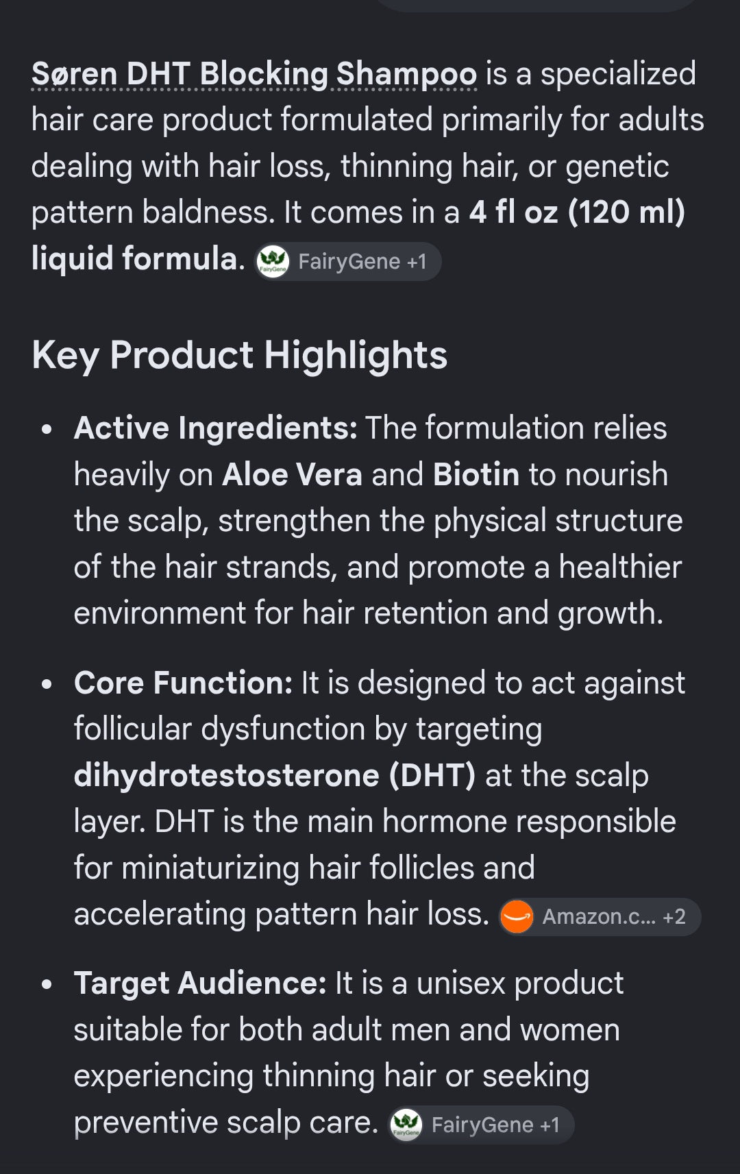 Soren DHT Blocking shampoo 4fl oz for hair loss