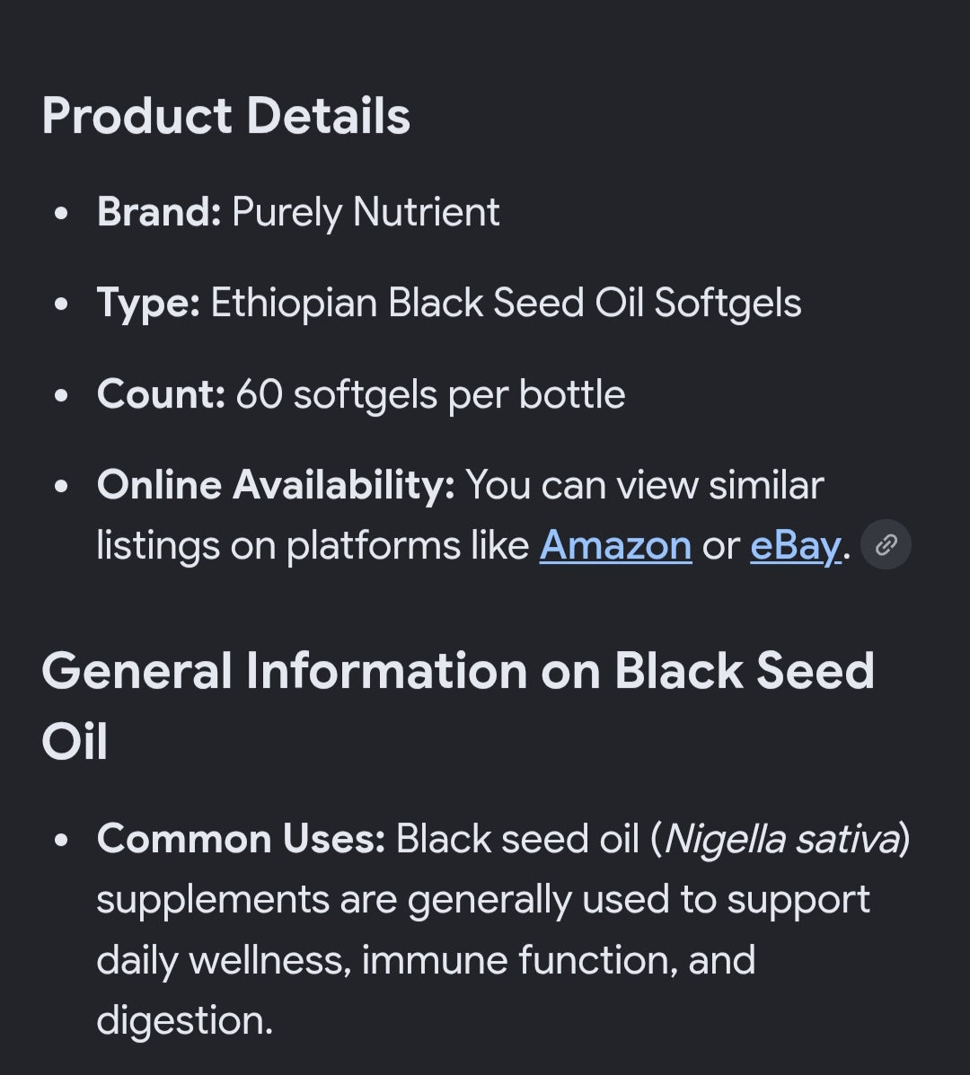 ETHIOPIAN BLACKSEED OIL 60 Softgels per bottle ×2 bottles one price