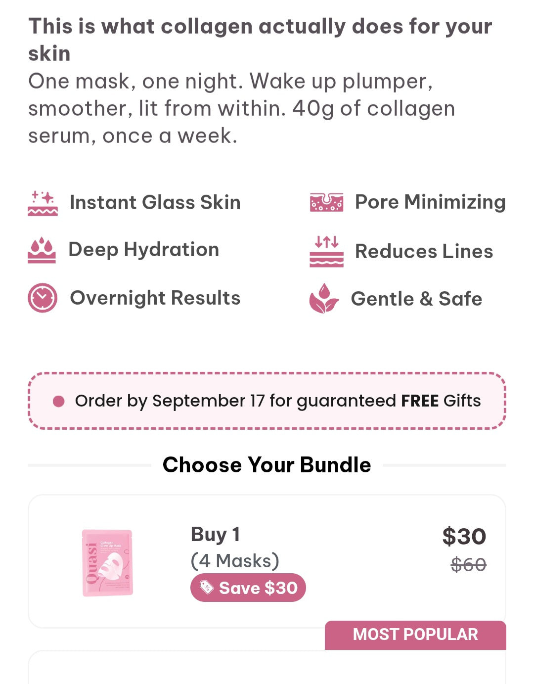Quasi collagène glow up 4 pack mask