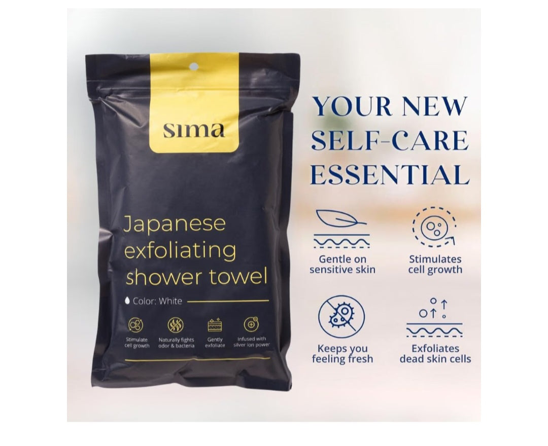 Sima japanese exfoliating shower towel