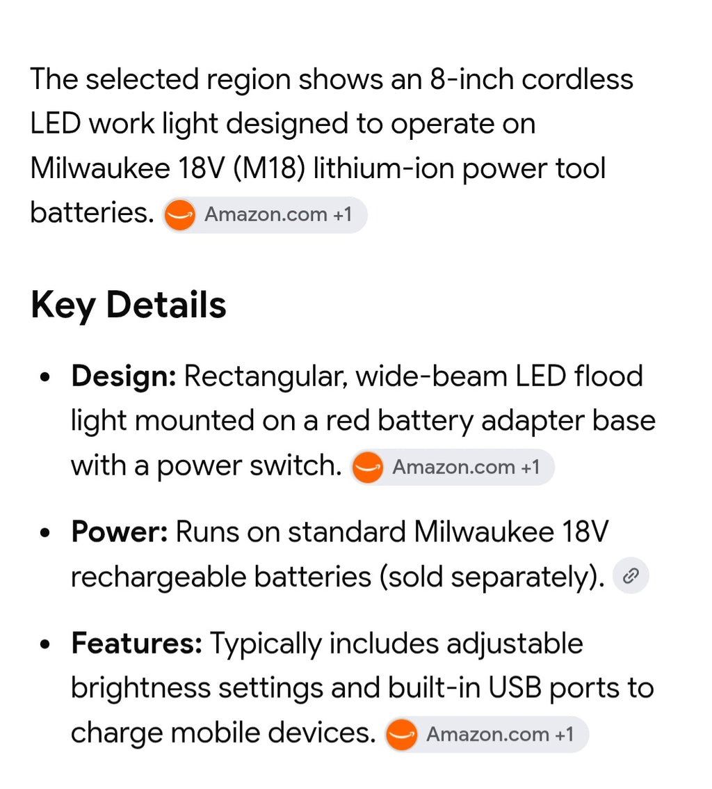 Work light battery NOT included