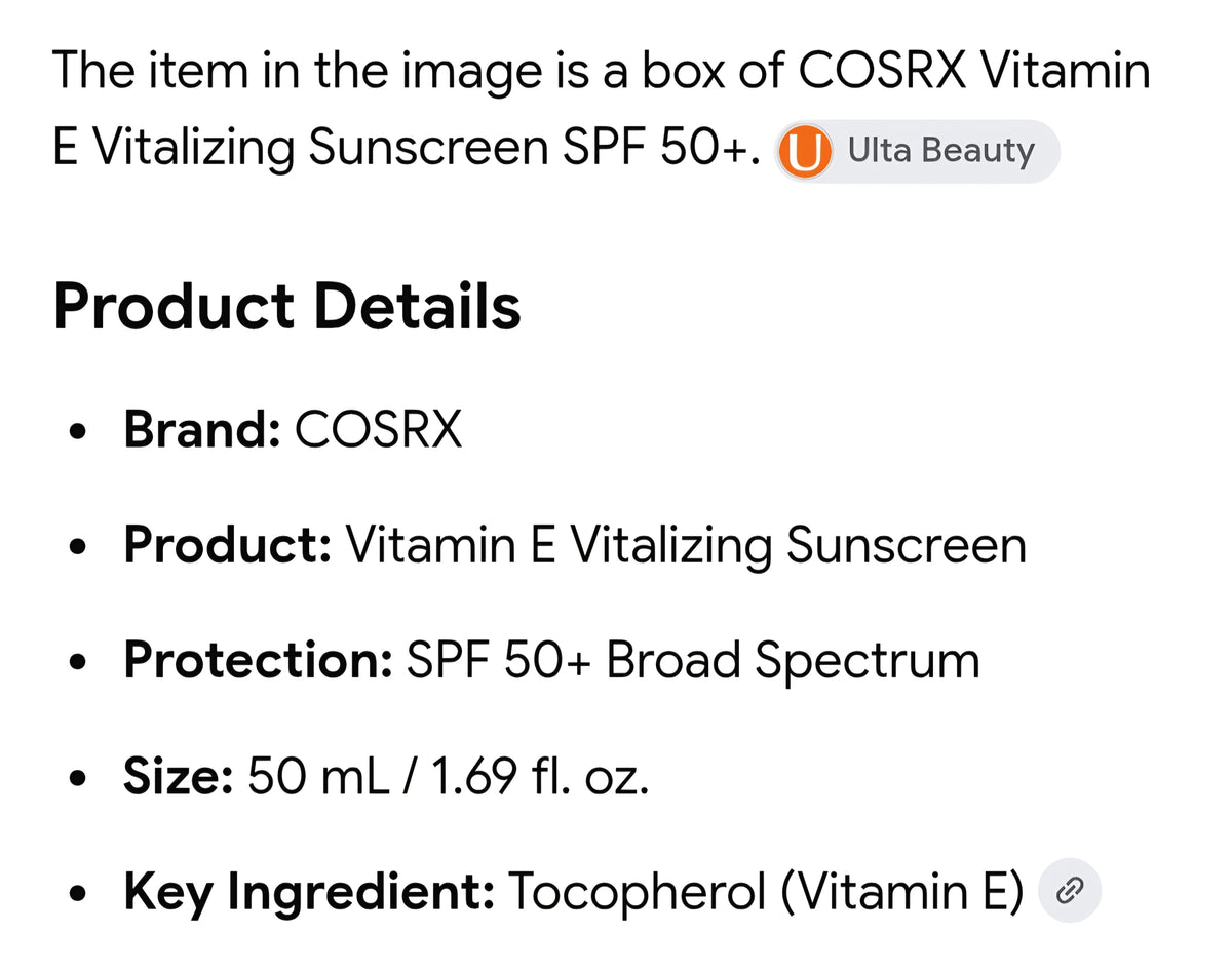 Cosrx vitamin E sunscreen