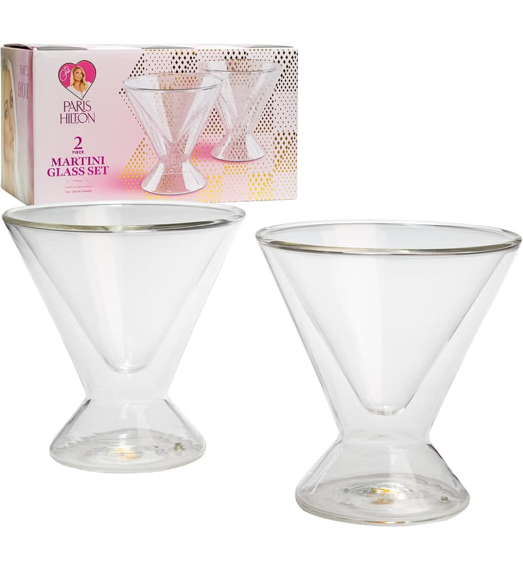Paris Hilton 2 piece Martini Glass Set 7oz each