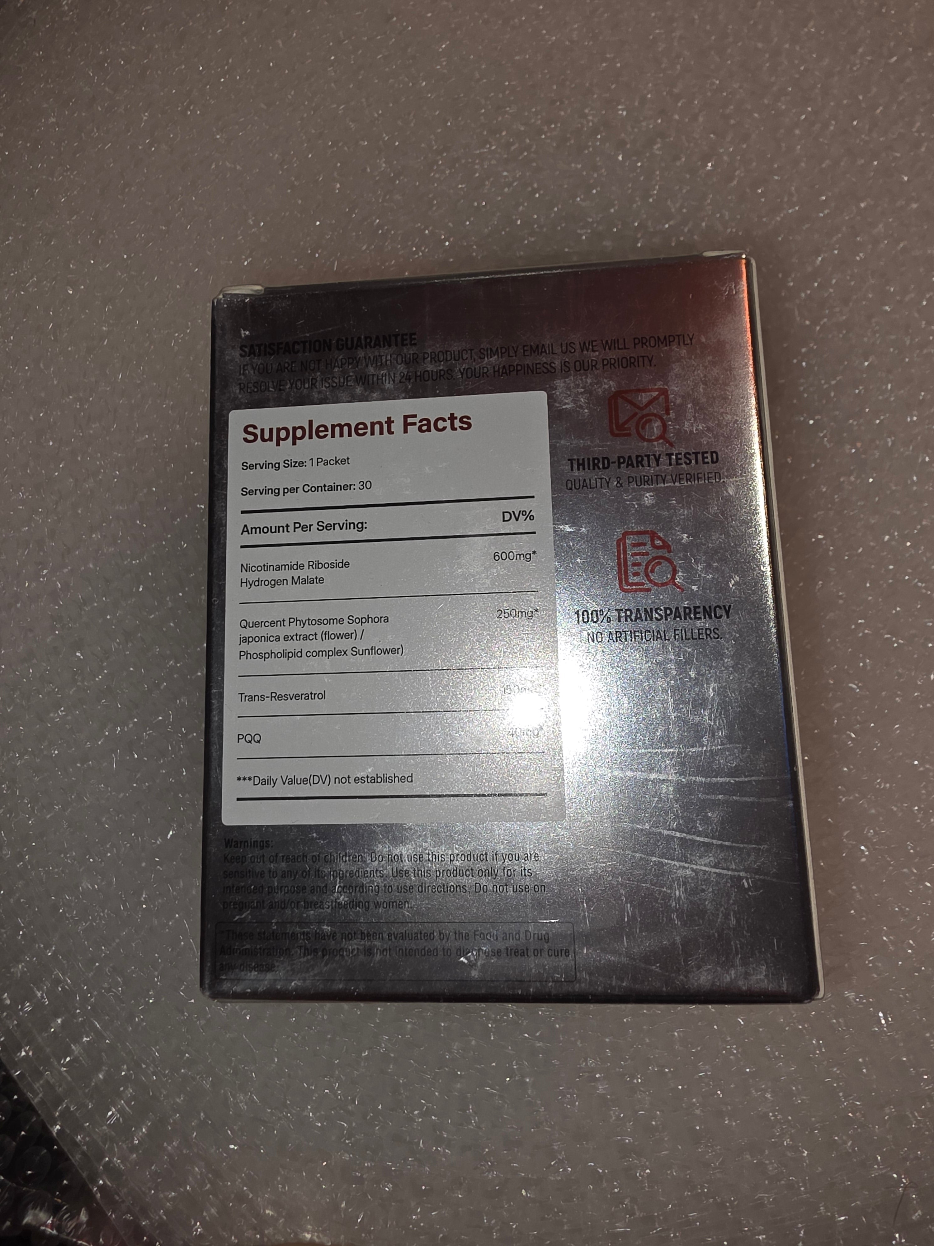 NAD + Nicotinamide Riboside PQQ 1000mg 30 packets